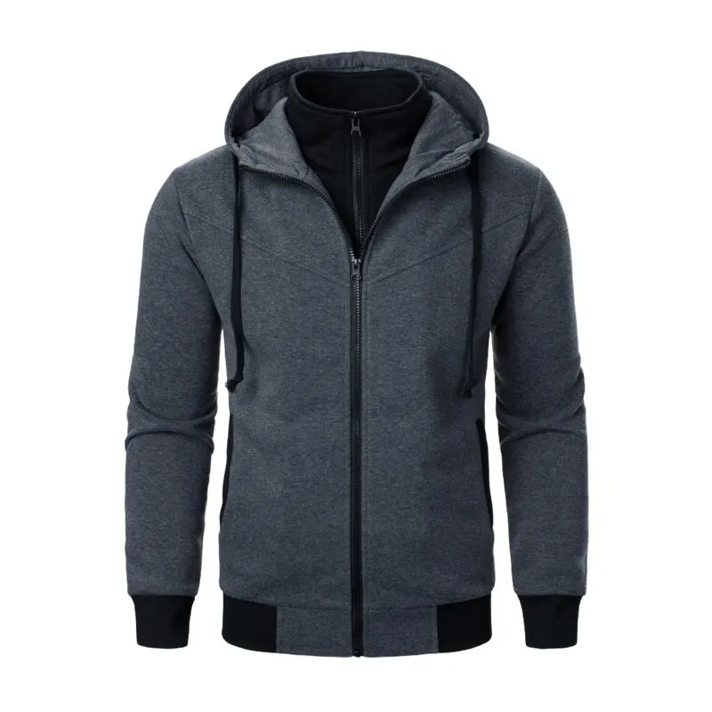 Men's Casual Sports Colorblock Double Zipper Slim Fit Hoodie 71768859M sold by Manly product image thumbnail 5