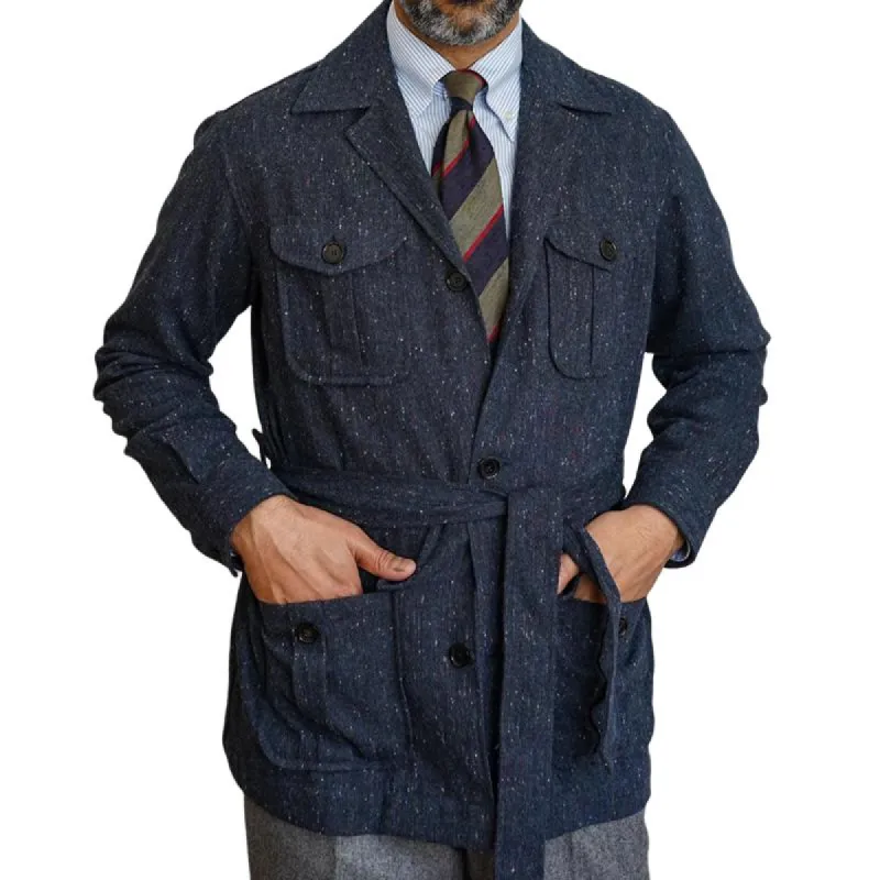 Men's Vintage Lapel Multi-pocket Single Breasted Belt Casual Jacket 69657136Z sold by Manly