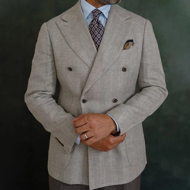 Men's Vintage Herringbone Peaked Lapel Double Breasted Blazer 08522479Z sold by Manly product image thumbnail 2