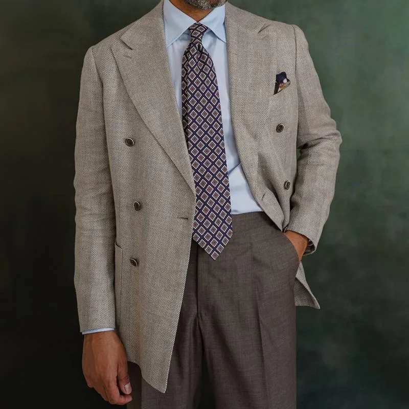 Men's Vintage Herringbone Peaked Lapel Double Breasted Blazer 08522479Z sold by Manly product image thumbnail 3