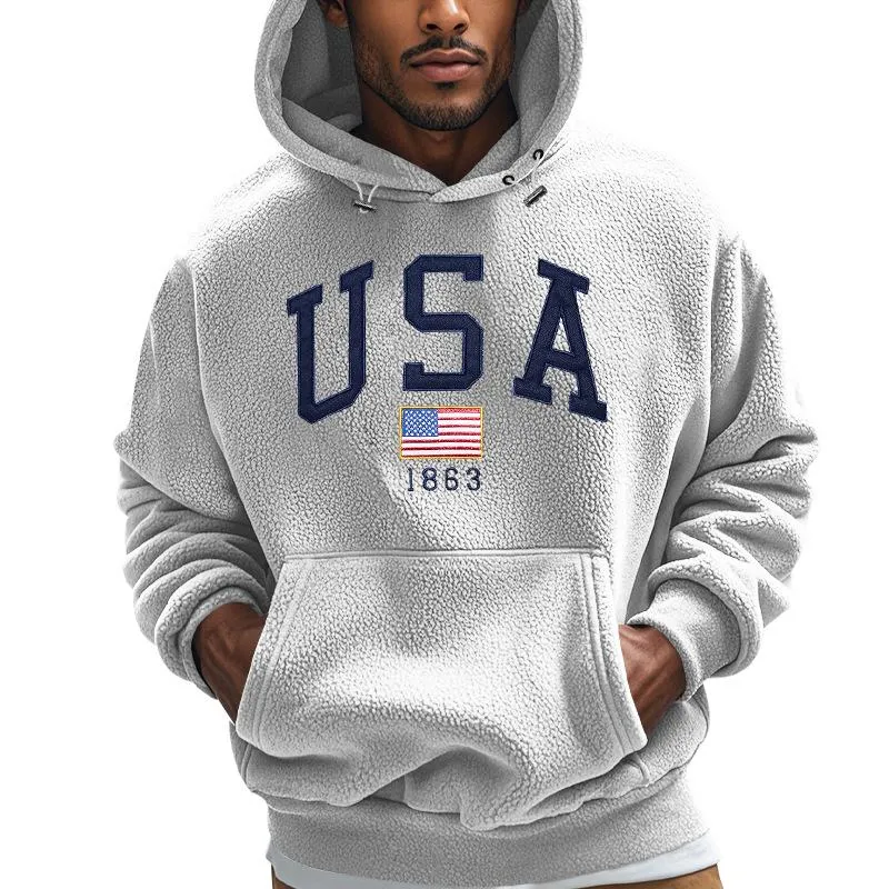 Men's Fashion Fleece Printed Loose Casual Hoodie 72147151Z sold by Manly