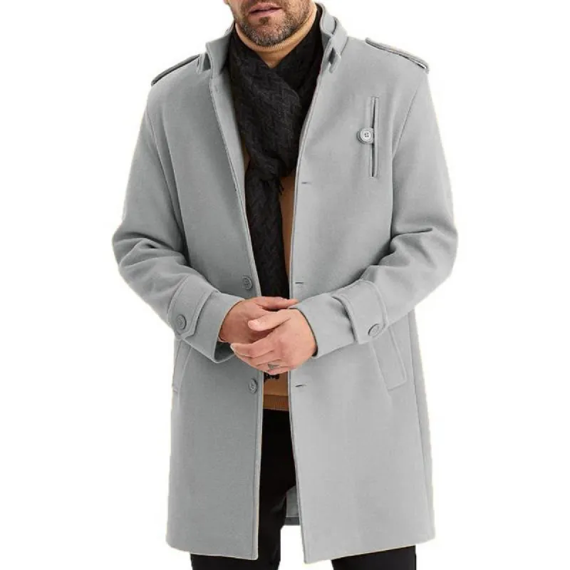 Men's Fashion Solid Color Stand Collar Single Breasted Mid-length Coat 86644266Z sold by Manly