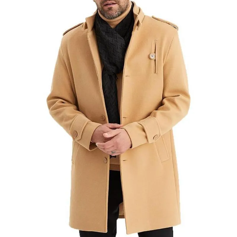 Men's Fashion Solid Color Stand Collar Single Breasted Mid-length Coat 86644266Z sold by Manly product image thumbnail 2