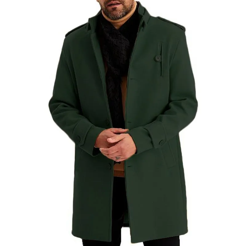 Men's Fashion Solid Color Stand Collar Single Breasted Mid-length Coat 86644266Z sold by Manly product image thumbnail 3