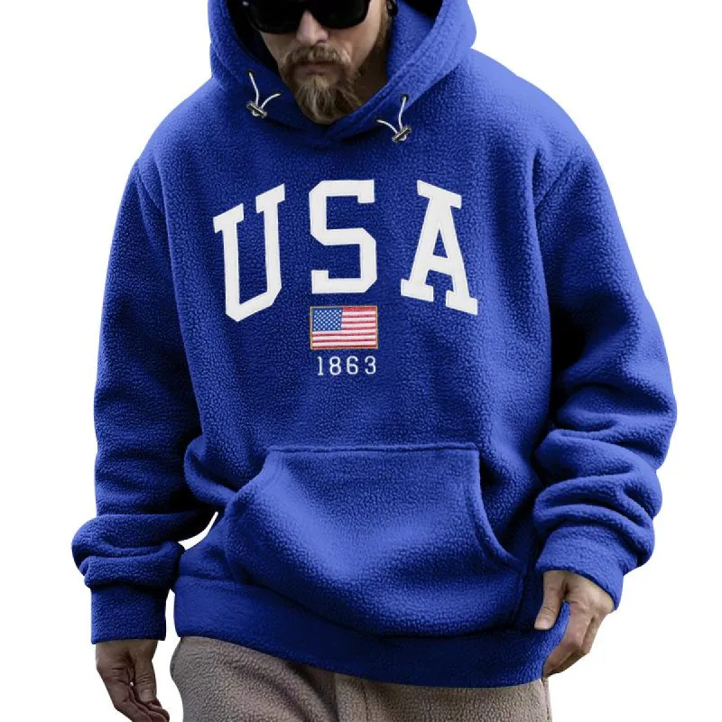 Men's Fashion Fleece Printed Loose Casual Hoodie 35785514Z sold by Manly