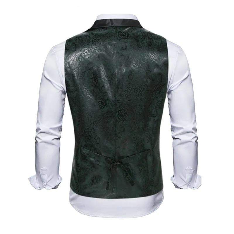 Men's Vintage Cashew Jacquard Shawl Collar Single Breasted Slim Vest (Shirt and Tie Excluded) 10867168M sold by Manly product image thumbnail 3