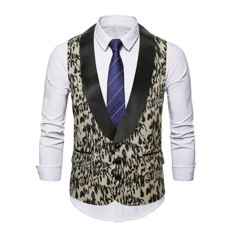 Men's Vintage Printed Shawl Collar Single Breasted Slim Vest (Shirt and Tie Excluded) 51704358M sold by Manly