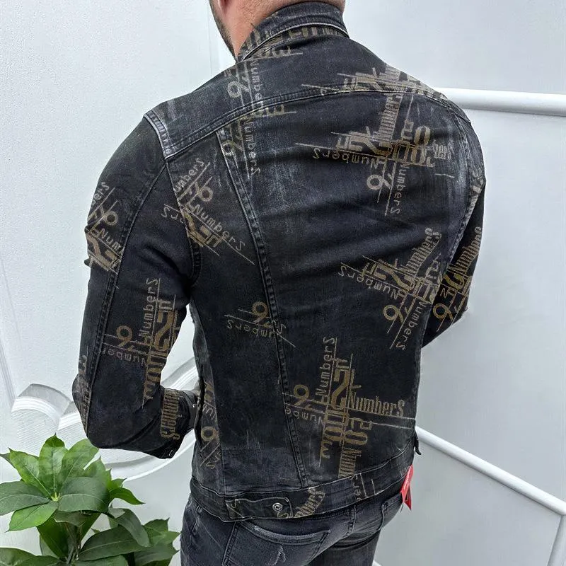 Men's Vintage Lapel Denim Print Jacket 84041459X sold by Manly product image thumbnail 2
