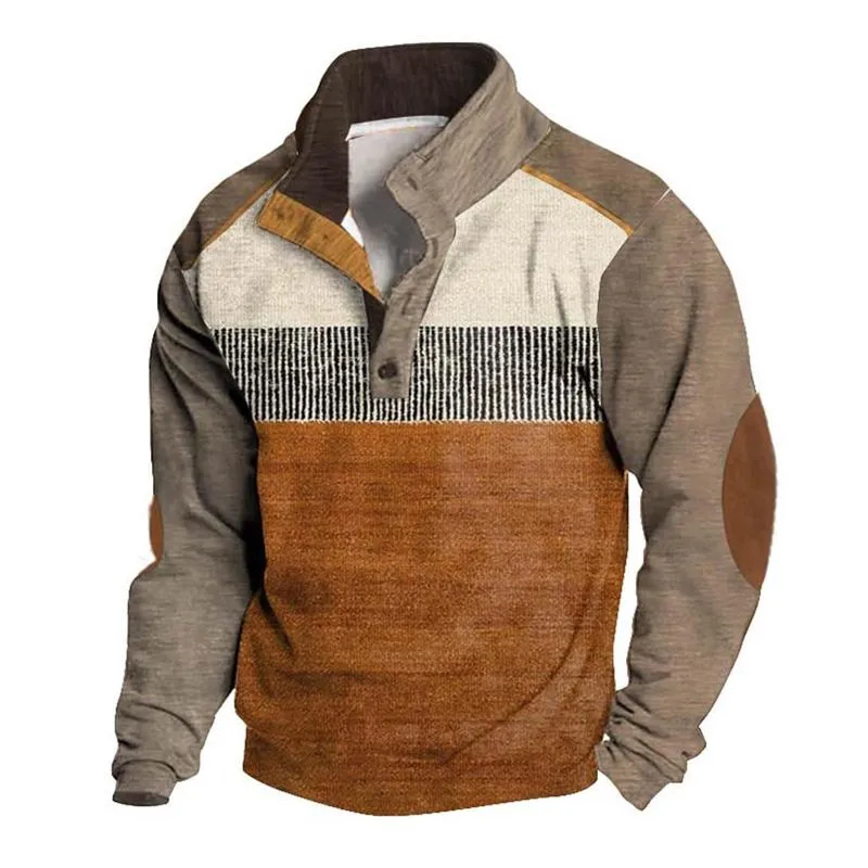 Men's Vintage Henley Collar Printed Loose Long Sleeve Sweatshirt 44290817U sold by Manly product image thumbnail 2