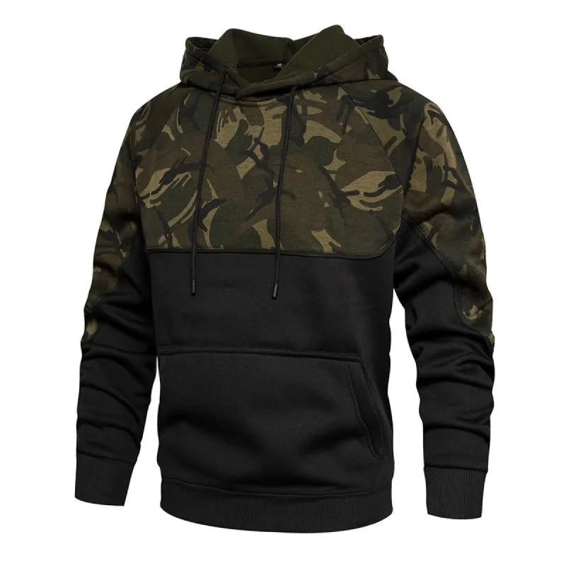 Men's Camouflage Fleece Loose Casual Sports Drawstring Hoodie 66710896U sold by Manly