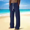 Men's Solid Color Drawstring Elastic Waist Straight Casual Pants 35597959Z sold by Manly
