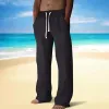 Men's Solid Color Drawstring Elastic Waist Straight Casual Pants 35597959Z sold by Manly