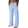 Men's Solid Color Drawstring Elastic Waist Straight Casual Pants 35597959Z sold by Manly