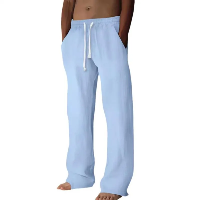 Men's Solid Color Drawstring Elastic Waist Straight Casual Pants 35597959Z sold by Manly