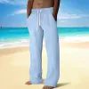 Men's Solid Color Drawstring Elastic Waist Straight Casual Pants 35597959Z sold by Manly