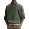 Men's Casual Lapel Cotton Blended Loose Long Sleeve Polo Shirt 89056010M sold by Manly