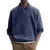 Men's Casual Lapel Cotton Blended Loose Long Sleeve Polo Shirt 89056010M sold by Manly