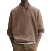 Men's Casual Lapel Cotton Blended Loose Long Sleeve Polo Shirt 89056010M sold by Manly
