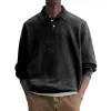 Men's Casual Lapel Cotton Blended Loose Long Sleeve Polo Shirt 89056010M sold by Manly