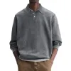 Men's Casual Lapel Cotton Blended Loose Long Sleeve Polo Shirt 89056010M sold by Manly