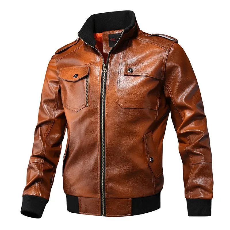 Men's PU Leather Casual Leather Jacket 15535770U sold by Manly