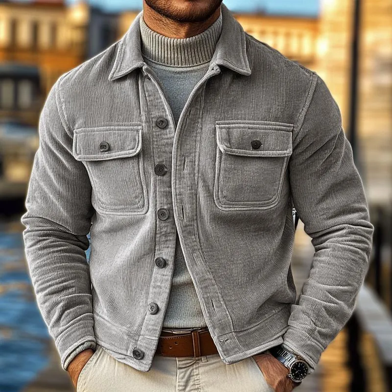 Men's Vintage Casual Corduroy Lapel Jacket 92040870X sold by Manly product image thumbnail 3