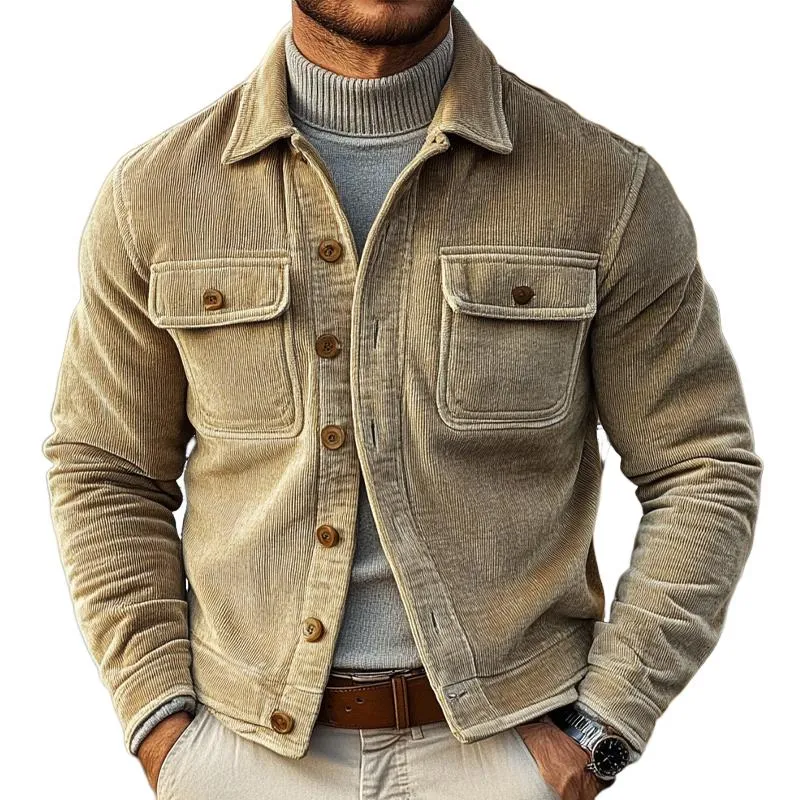 Men's Vintage Casual Corduroy Lapel Jacket 92040870X sold by Manly product image thumbnail 4