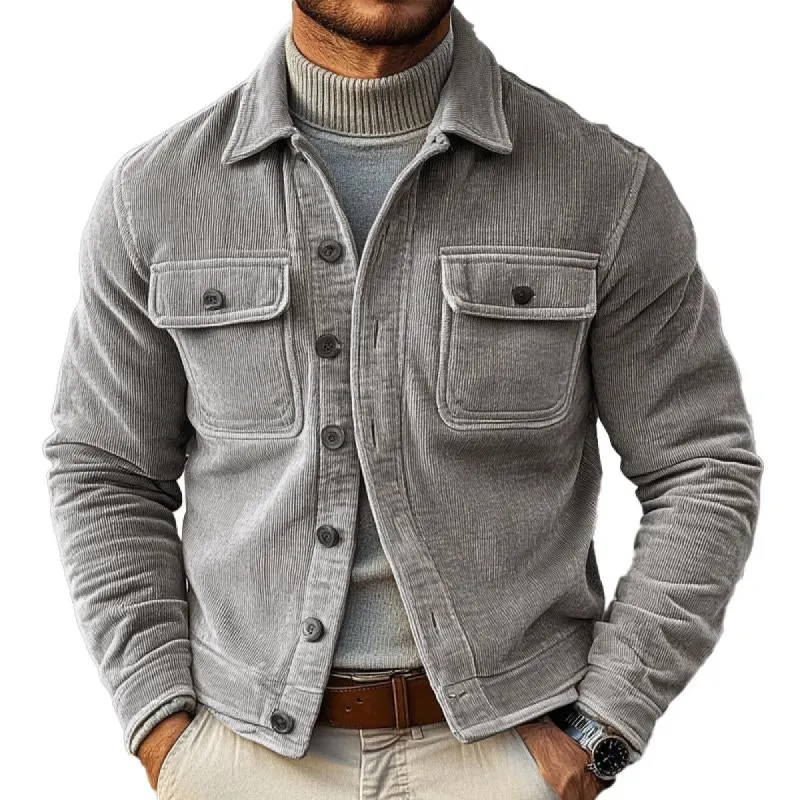 Men's Vintage Casual Corduroy Lapel Jacket 92040870X sold by Manly