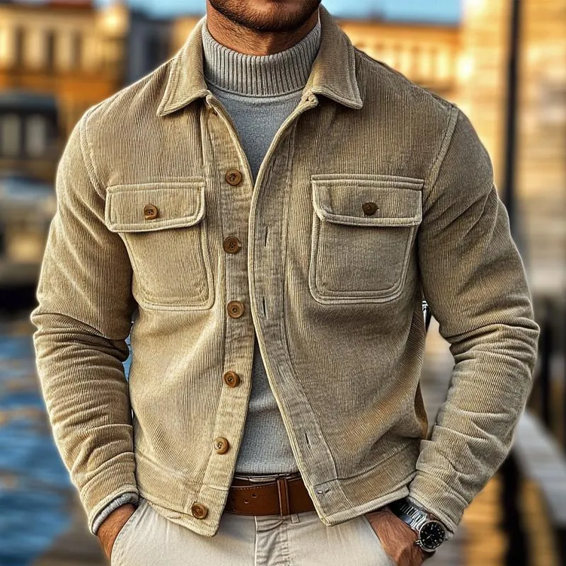 Men's Vintage Casual Corduroy Lapel Jacket 92040870X sold by Manly product image thumbnail 2
