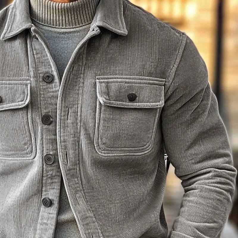 Men's Vintage Casual Corduroy Lapel Jacket 92040870X sold by Manly product image thumbnail 5