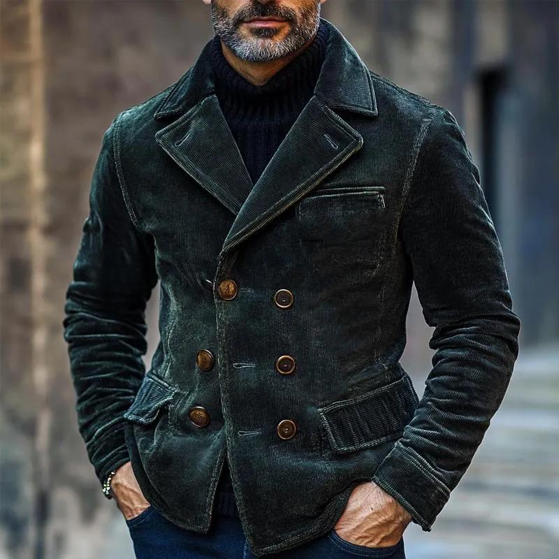 Vintage Solid Corduroy Double Breasted Blazer 03669001X sold by Manly product image thumbnail 2