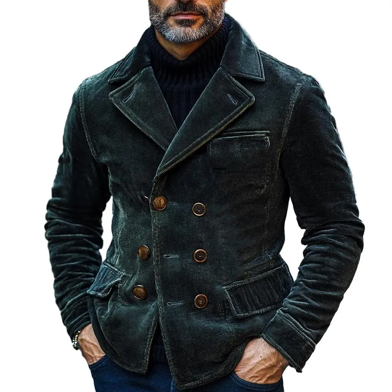 Vintage Solid Corduroy Double Breasted Blazer 03669001X sold by Manly