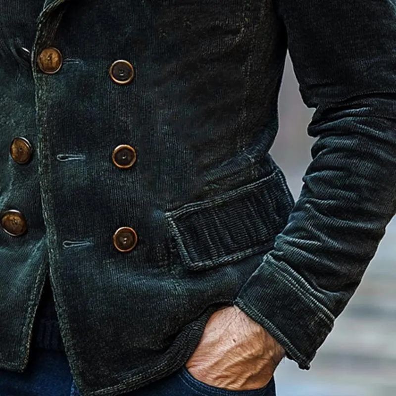 Vintage Solid Corduroy Double Breasted Blazer 03669001X sold by Manly product image thumbnail 3