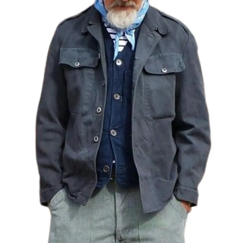 Men's Casual Cotton Lapel 3D Pocket Loose Work Jacket 28487744M sold by Manly
