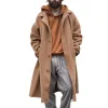 Men's Vintage Wool Blended Notched Lapel Single-Breasted Loose Long Coat 14706462M sold by Manly