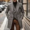 Men's Vintage Plaid Peaked Lapel Single-Breasted Slim Fit Mid-Length Trench Coat 48107804M sold by Manly