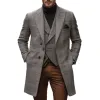 Men's Vintage Plaid Peaked Lapel Single-Breasted Slim Fit Mid-Length Trench Coat 48107804M sold by Manly