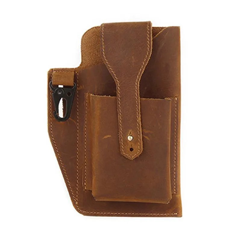 Men's Vintage Crazy Horse Leather Phone Waist Bag 64493060U sold by Manly