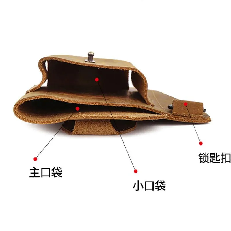 Men's Vintage Crazy Horse Leather Phone Waist Bag 64493060U sold by Manly product image thumbnail 4