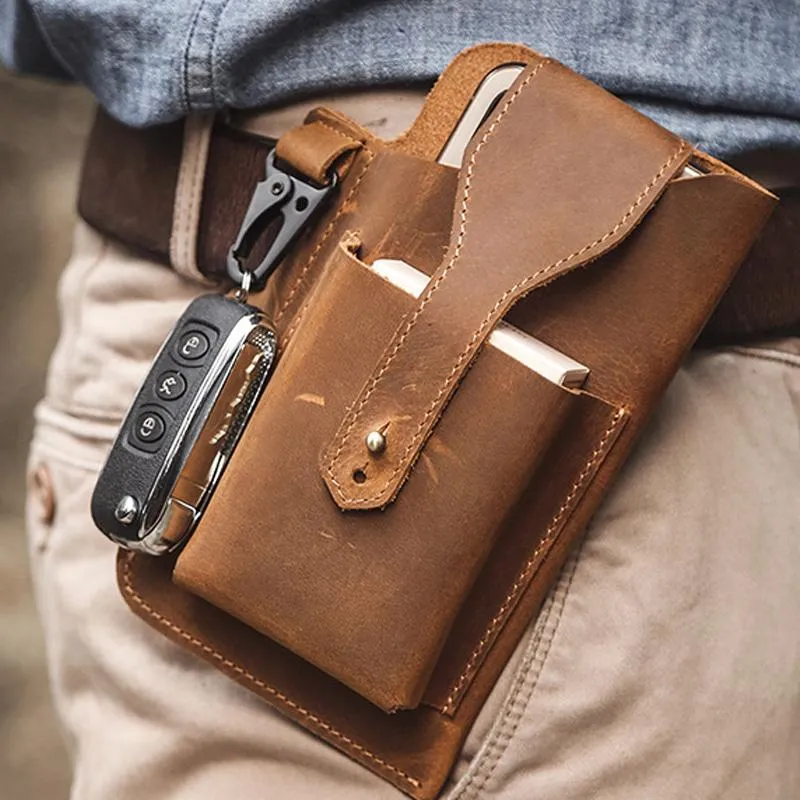 Men's Vintage Crazy Horse Leather Phone Waist Bag 64493060U sold by Manly product image thumbnail 2