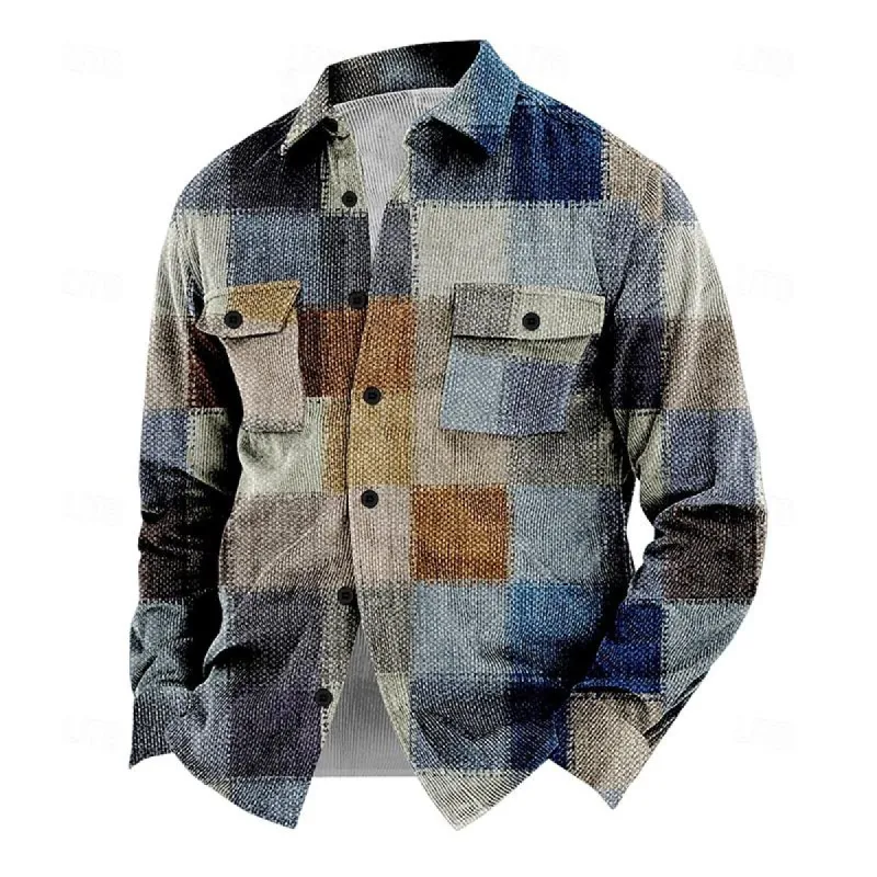 Men's Vintage Print Corduroy Shirt Jacket 11602794X sold by Manly