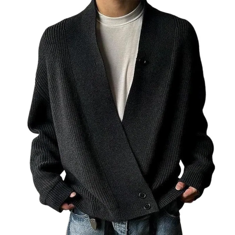 Men's Solid Color Loose V Neck Long Sleeve Knit Cardigan 05225929Z sold by Manly