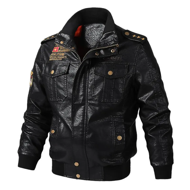 Men's Embroidered Leather Motorcycle Jacket 14858749U sold by Manly