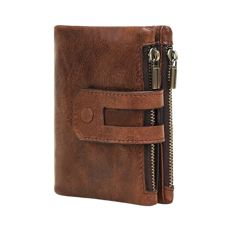 Men's Genuine Leather Double Zipper Multi-Card Slot Vintage Card Holder Wallet 58897233U sold by Manly product image thumbnail 2