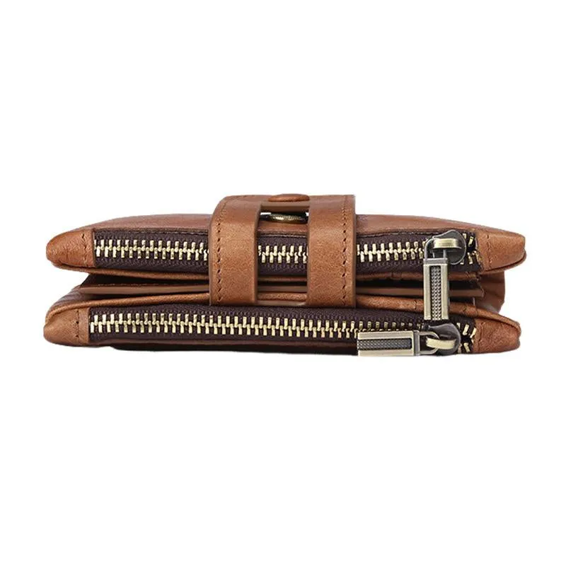 Men's Genuine Leather Double Zipper Multi-Card Slot Vintage Card Holder Wallet 58897233U sold by Manly product image thumbnail 4