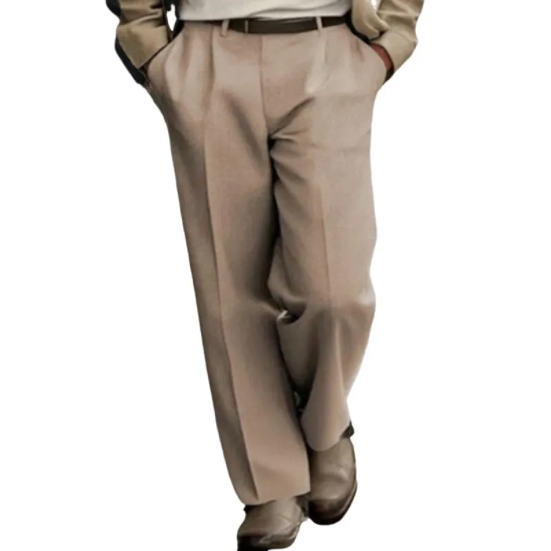 Men's Solid Color Loose Straight Suit Pants 46989607Z sold by Manly