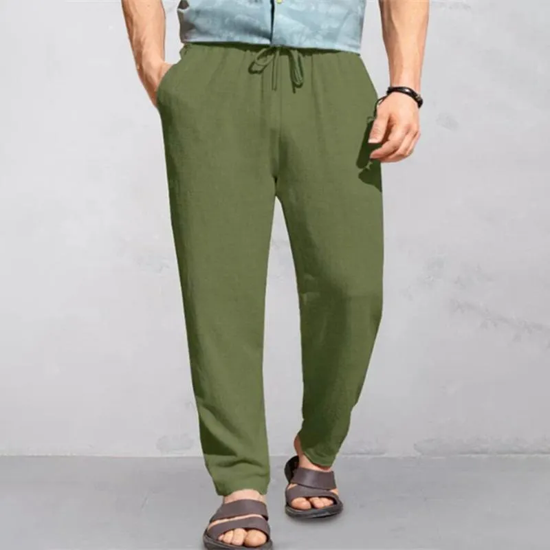 Men's Solid Color Cotton And Linen Loose Elastic Waist Casual Pants 43076262Z sold by Manly product image thumbnail 2