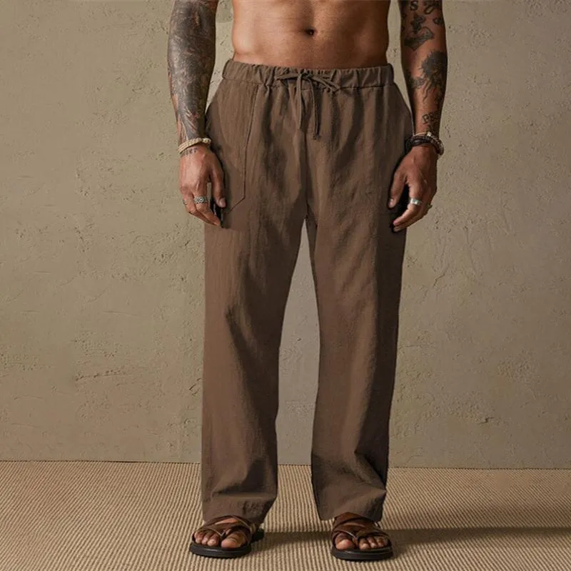 Men's Solid Color Cotton And Linen Loose Straight Casual Pants 09636634Z sold by Manly product image thumbnail 5