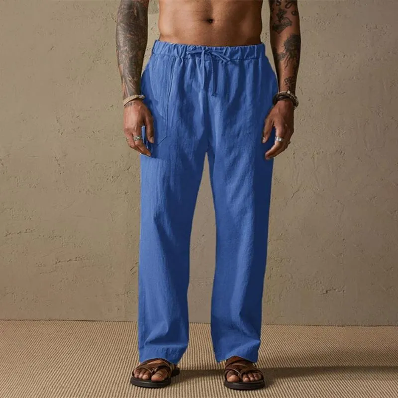 Men's Solid Color Cotton And Linen Loose Straight Casual Pants 09636634Z sold by Manly product image thumbnail 4