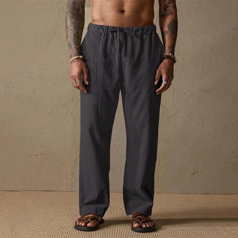 Men's Solid Color Cotton And Linen Loose Straight Casual Pants 09636634Z sold by Manly product image thumbnail 2